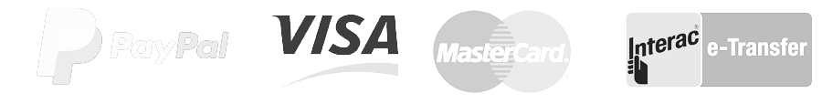 We accept major payment processors like paypal, visa, mastercard and interac e-transfer for your security.